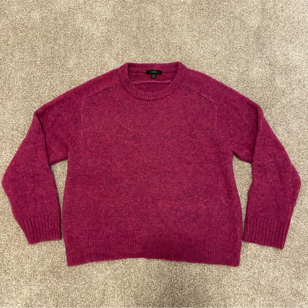 J.Crew Bright Pink Crewneck Sweater—super soft! with hints of purple and blue🩷